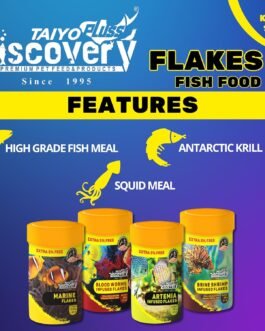 Taiyo Pluss Discovery Tropical Flakes Fish Food – 52.5 g (50 g + Extra 5% Free) (Pack of 1) | Premium Slow Sinking Diet for Fishes with Krill & Squid for Active Growth & Coloration