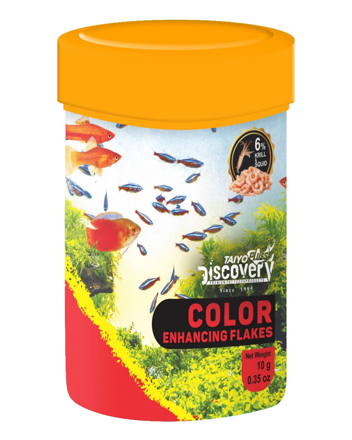 Taiyo Pluss Discovery® Colour Enhancing Flakes Fish Food – 10 g (1 Pack)