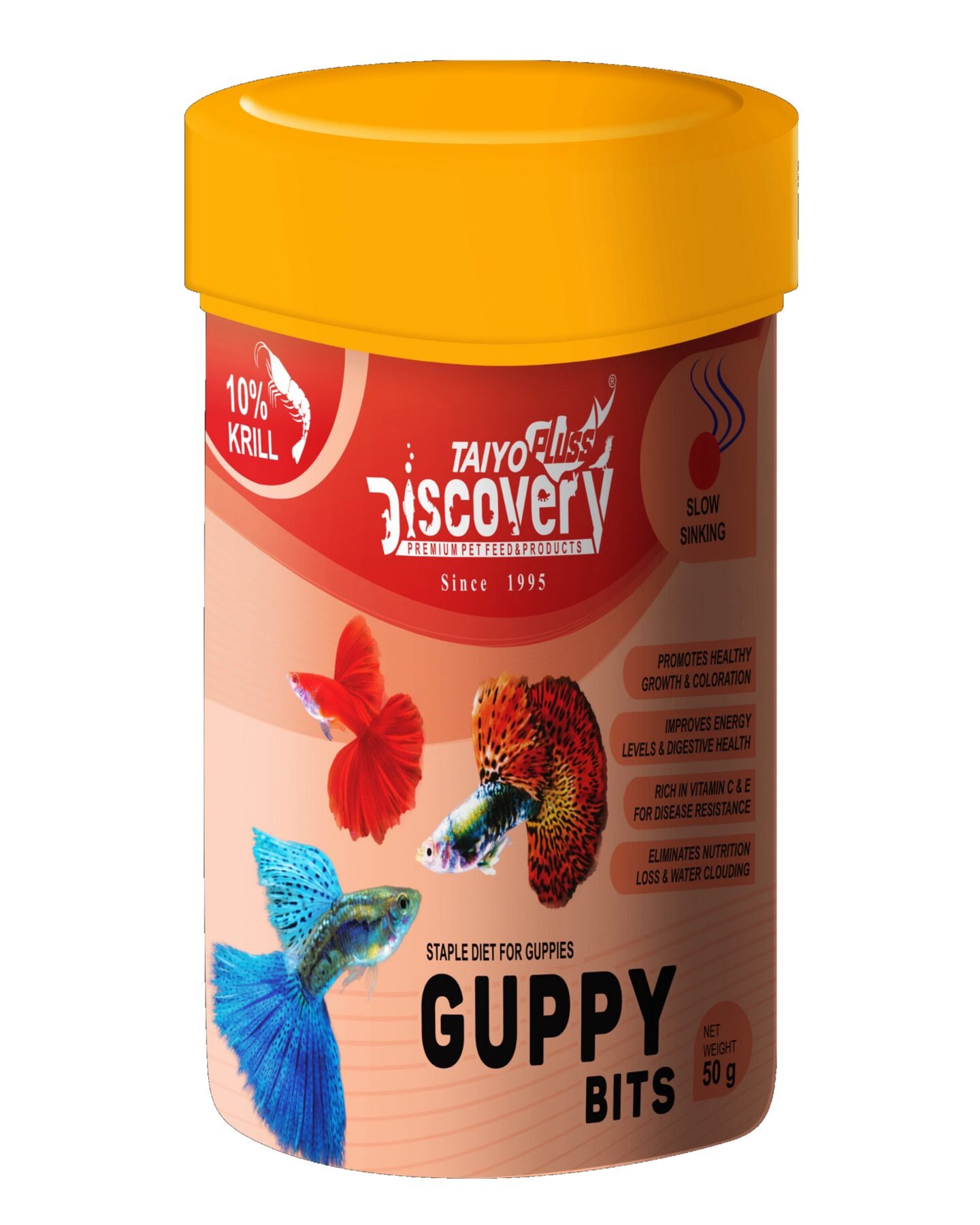 Afr Flower Dorsal Guppy Combo – Buy 5 Get 2 Free + Guppy Bits (50g)